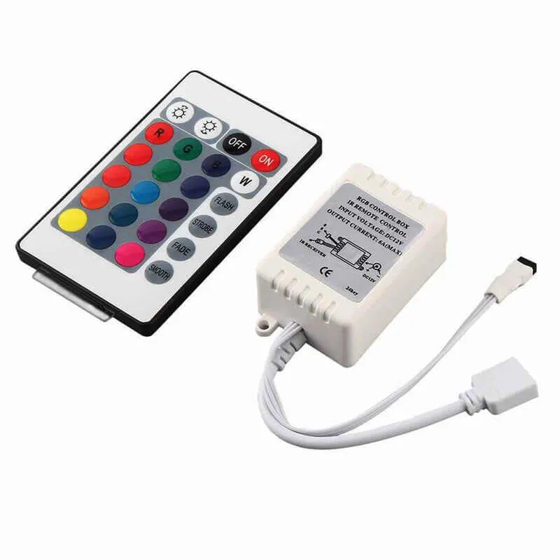 12V 5050 RGB LED Strip Controller box with 24 Key IR Remote Control