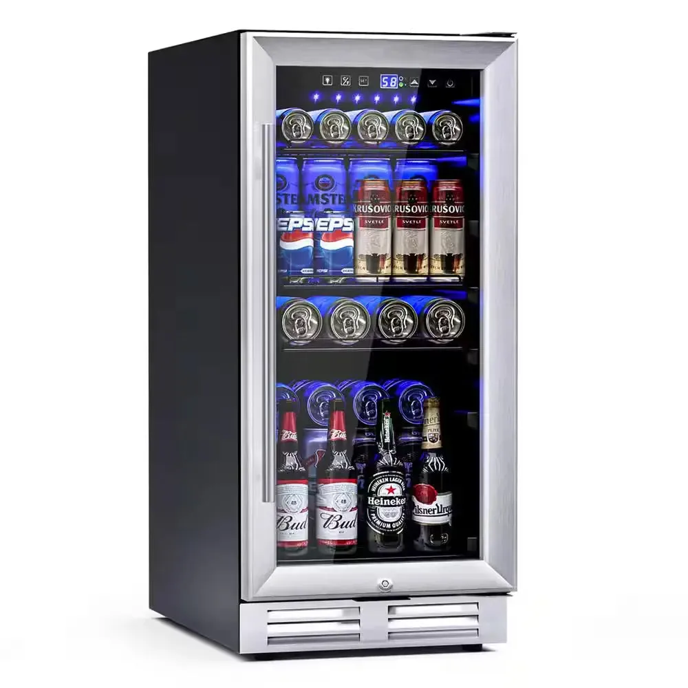 15 In. 46-Bottle Wine and Refrigerator 100-Can Beverage Cooler Built-In Freestanding Beverage
