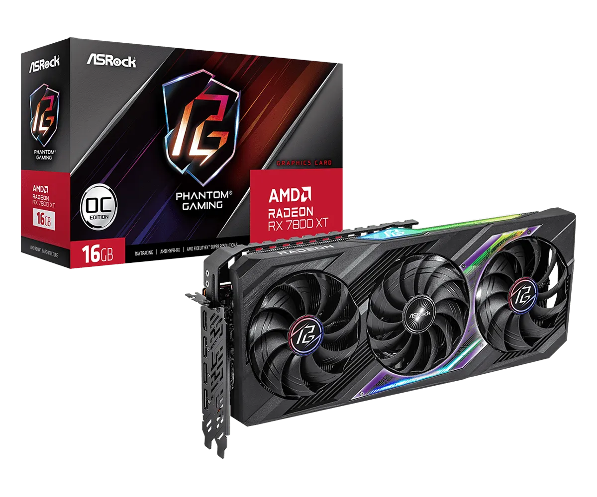16GB ASRock RX 7800 XT Phantom Gaming OC Graphics Card