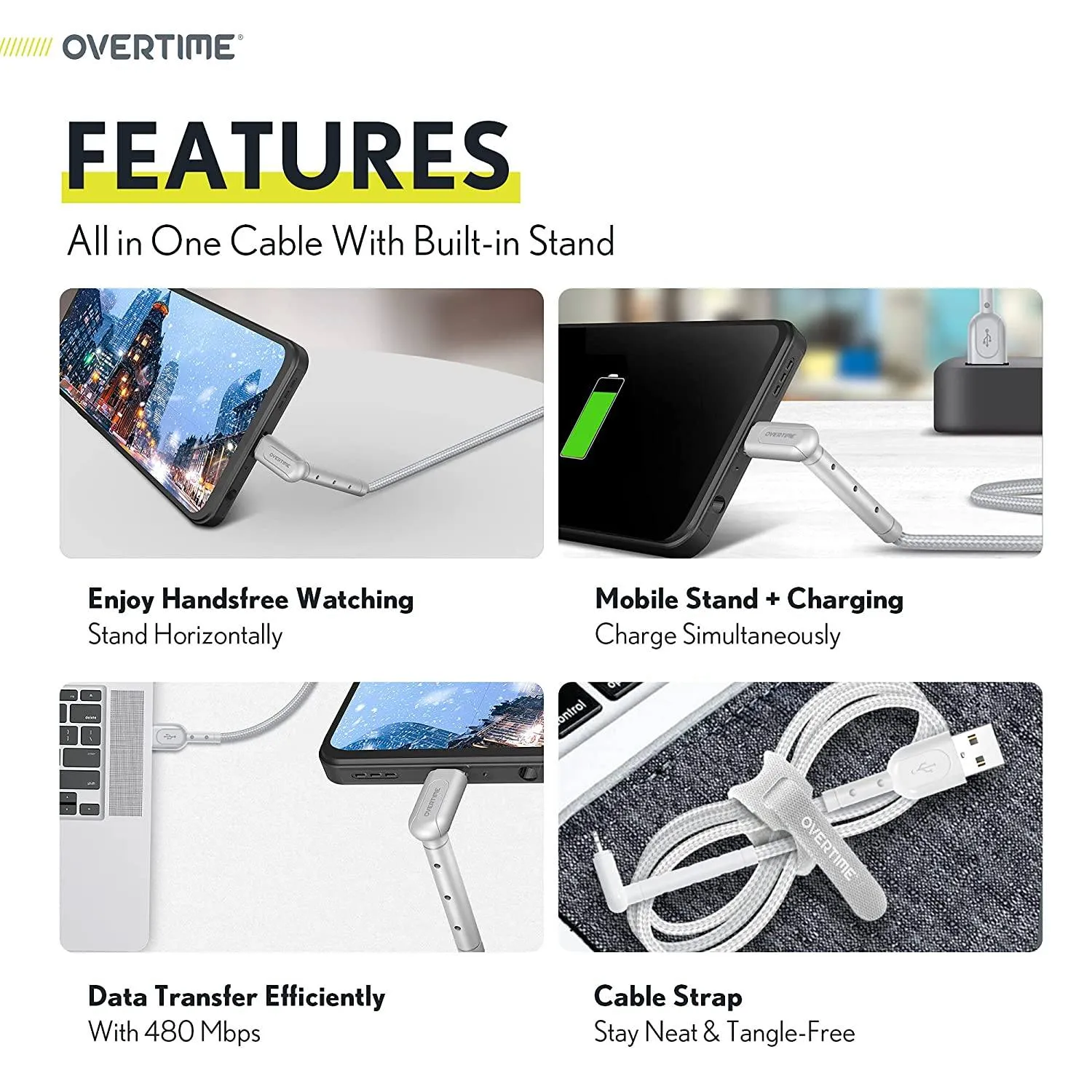 2-in-1 Charging Cable with Built-in Stand
