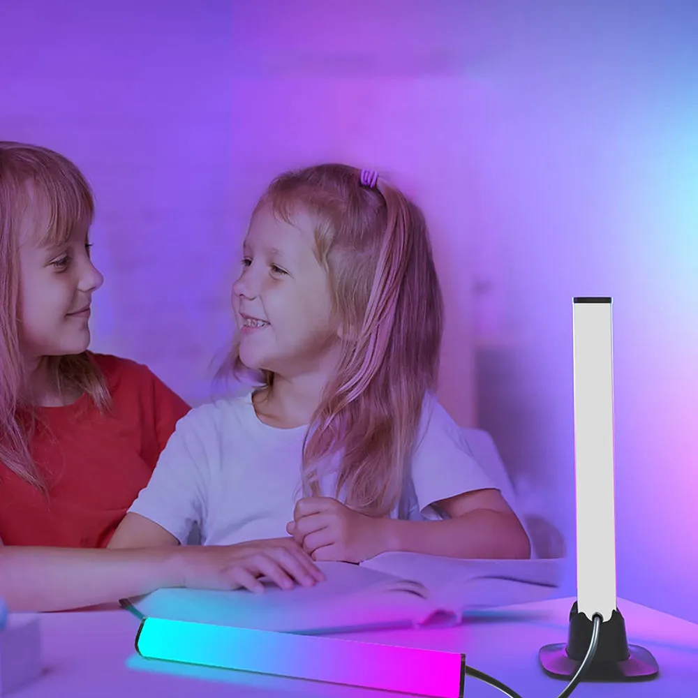 2Pcs USB Powered RGB Smart LED Light Bars Bluetooth Control Scene Music Synchronous Lights for Room Gaming Decoration