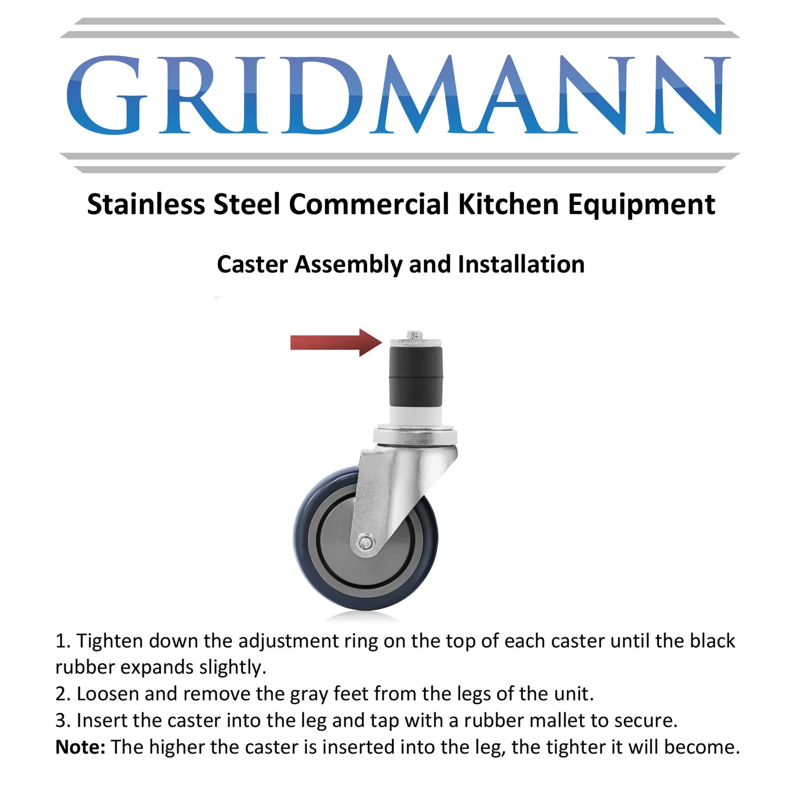 4 Inch Caster Wheel Set for Commercial Prep Tables