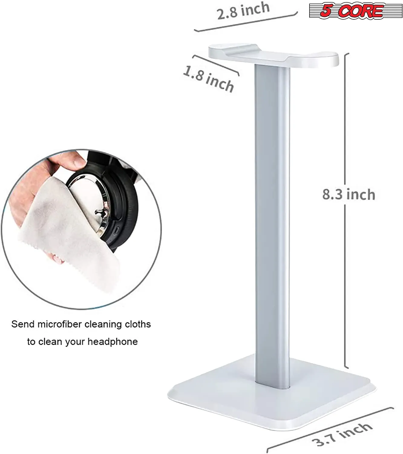 5 CORE Headphone Stand Headset Holder with Aluminum Supporting Bar
