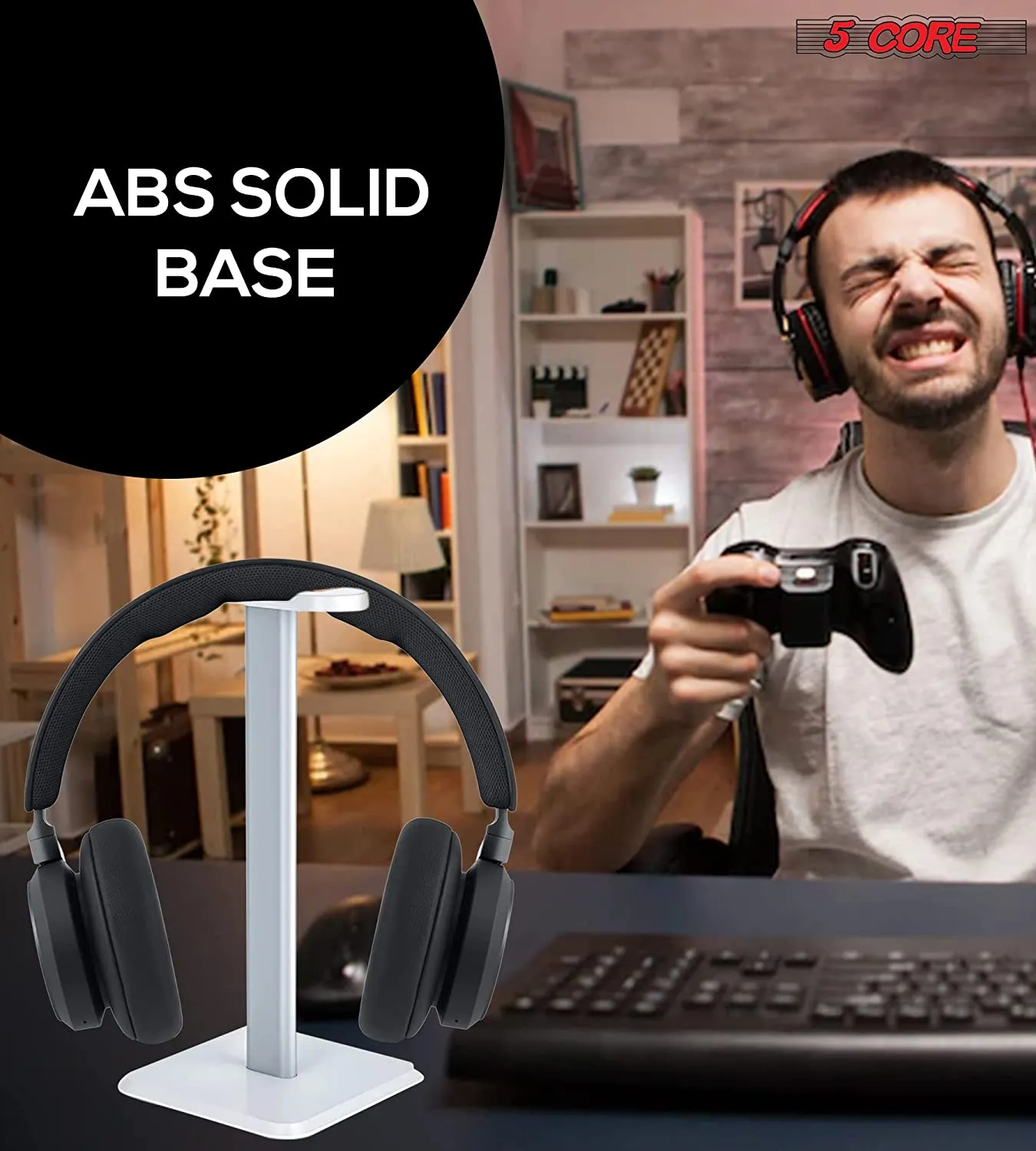5 CORE Headphone Stand Headset Holder with Aluminum Supporting Bar