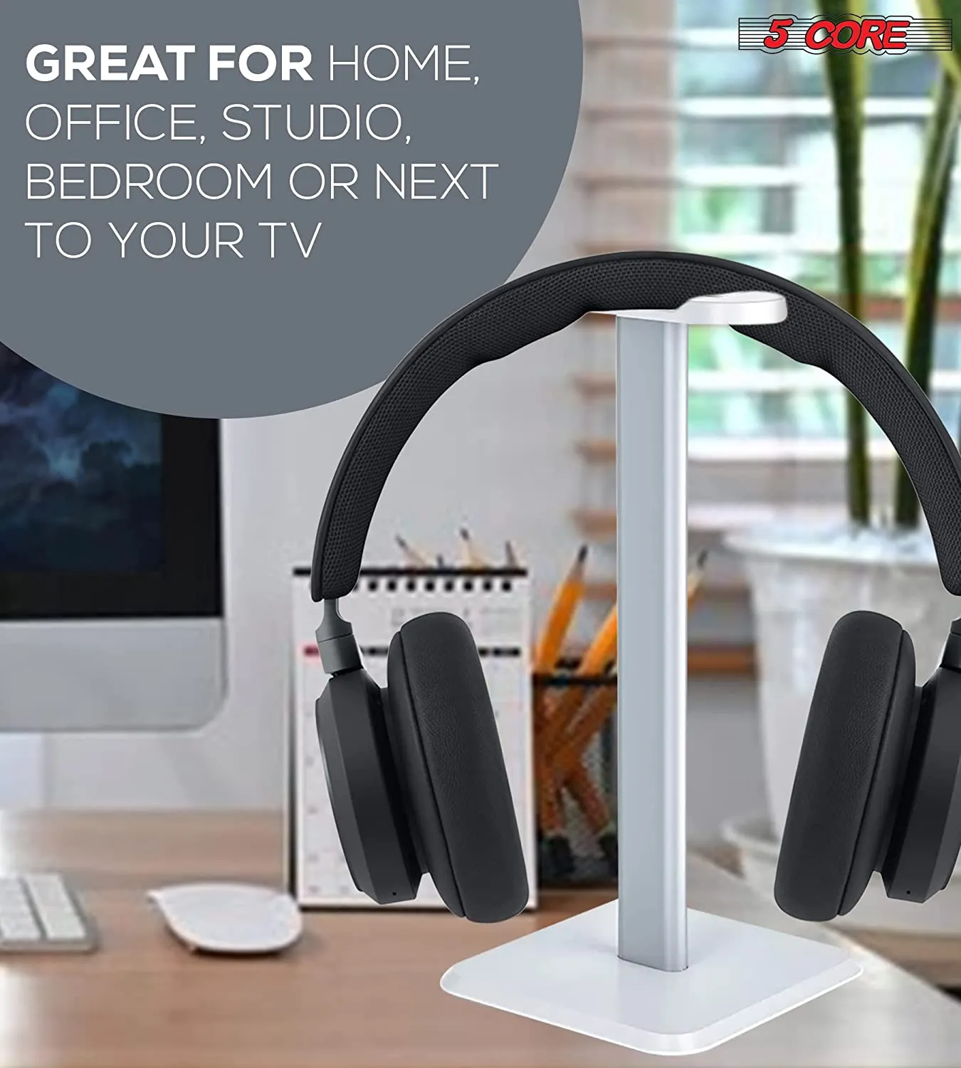 5 CORE Headphone Stand Headset Holder with Aluminum Supporting Bar