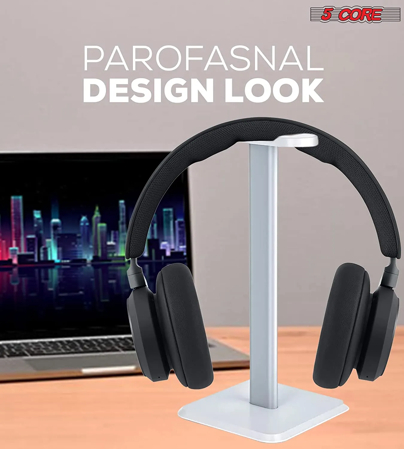 5 CORE Headphone Stand Headset Holder with Aluminum Supporting Bar