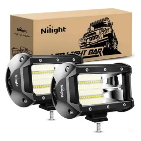 5 Inch 72W 10800LM Double Row Flood Led Light Bars (Pair)