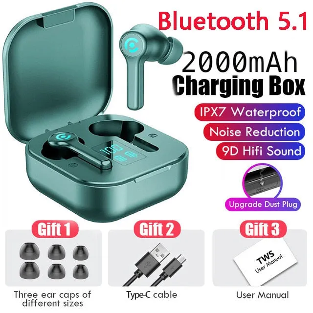 56 HOURS LONG Battery ES1 Wireless Bluetooth Earphones 5.1 Headsets Gaming Headphones with Microphonefor All ISO Android Phone