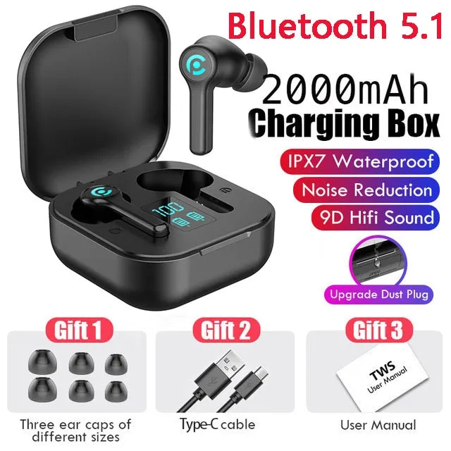 56 HOURS LONG Battery ES1 Wireless Bluetooth Earphones 5.1 Headsets Gaming Headphones with Microphonefor All ISO Android Phone