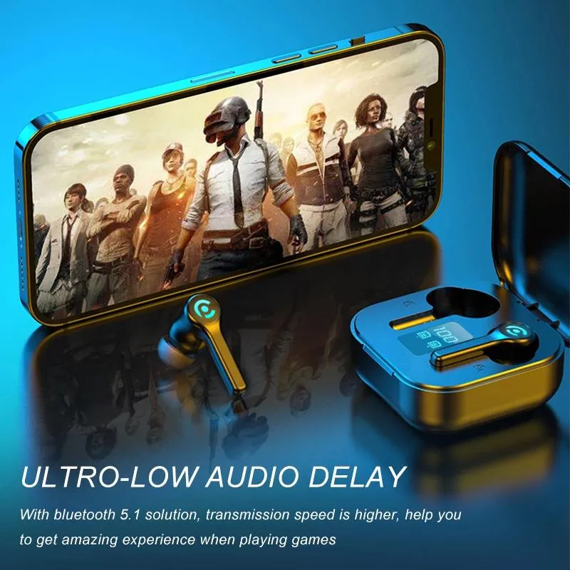 56 HOURS LONG Battery ES1 Wireless Bluetooth Earphones 5.1 Headsets Gaming Headphones with Microphonefor All ISO Android Phone