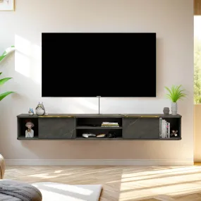63" Arrangio Floating TV Stand, Marble Grey