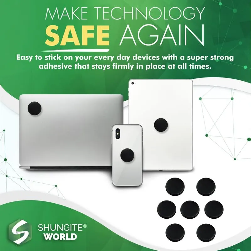 7 pcs Shungite Sticker for Cell Phone Case Tablet Laptop Computer - Round Dot Healing Energy Shungite Stones Protection Plate with Carbon Fullerenes (Polished, 20 mm / 0.78") Polished 20 mm / 0.78"