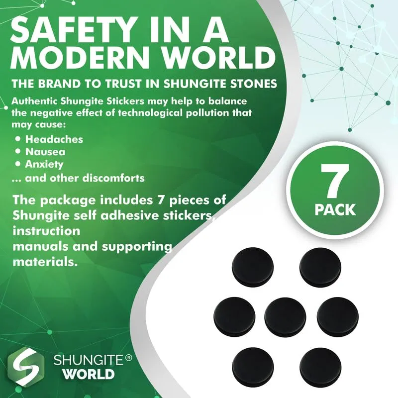 7 pcs Shungite Sticker for Cell Phone Case Tablet Laptop Computer - Round Dot Healing Energy Shungite Stones Protection Plate with Carbon Fullerenes (Polished, 20 mm / 0.78") Polished 20 mm / 0.78"
