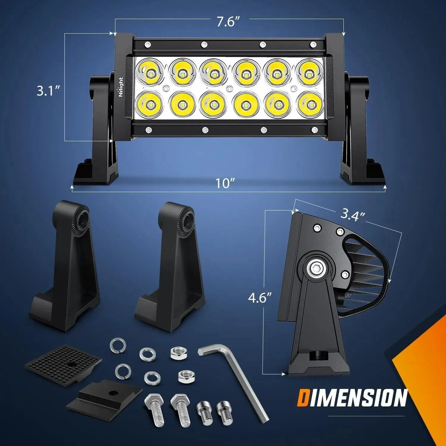 7.5 Inch 36W Double Row Spot Led Light Bars (Pair)