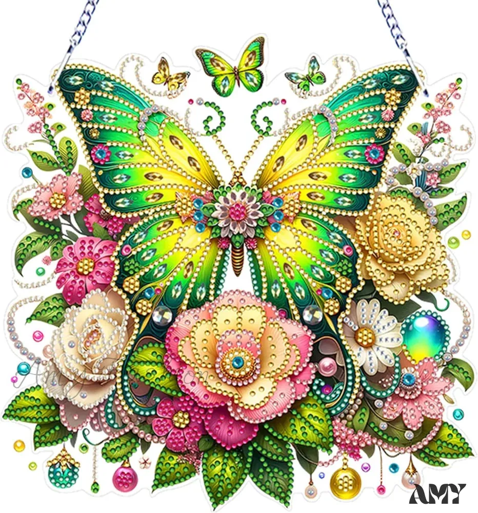 Acrylic Diamond Art Painting Wreath Kit - Butterfly-1
