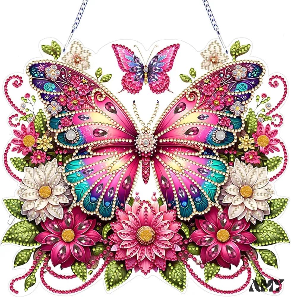 Acrylic Diamond Art Painting Wreath Kit - Butterfly-1
