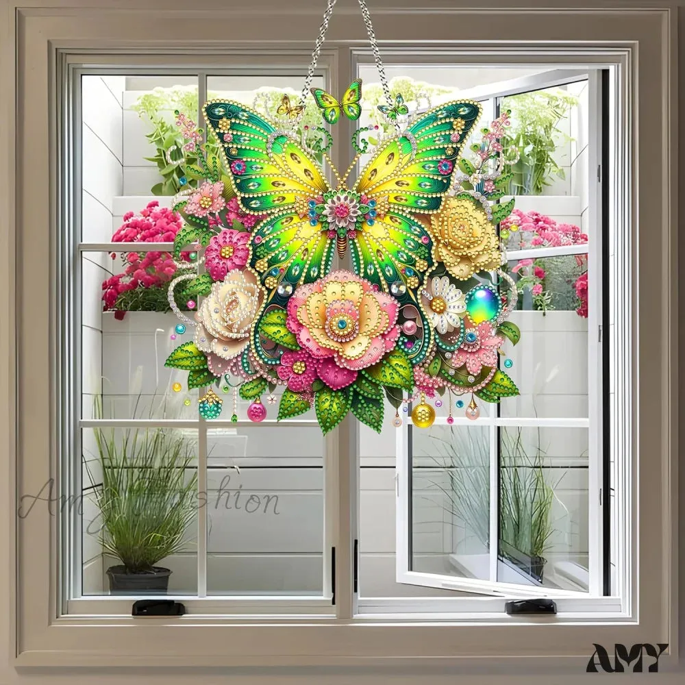 Acrylic Diamond Art Painting Wreath Kit - Butterfly-1