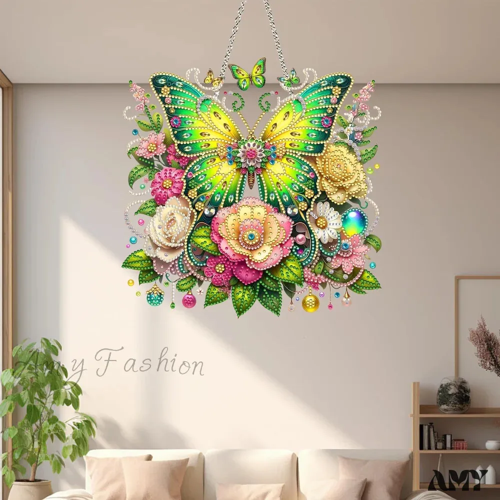 Acrylic Diamond Art Painting Wreath Kit - Butterfly-1