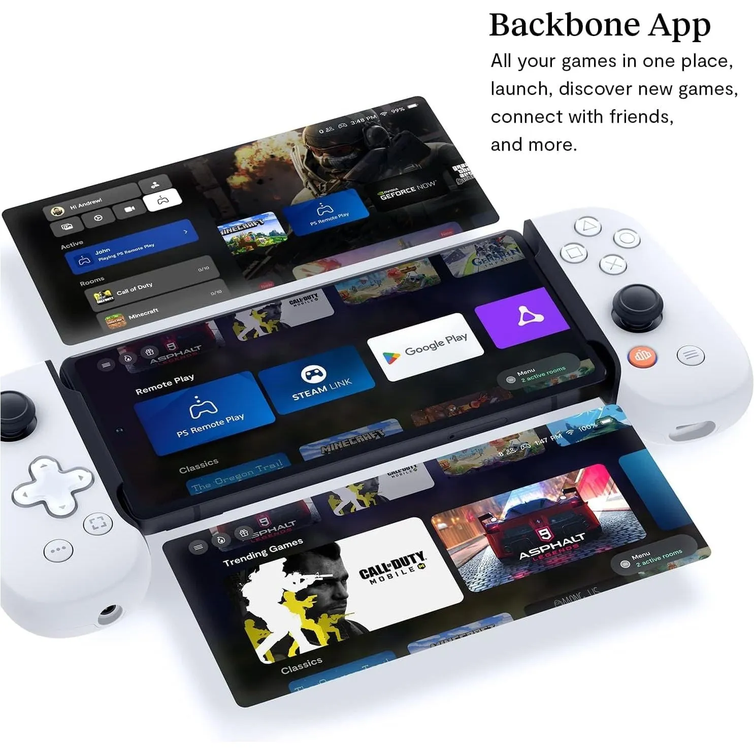 BACKBONE One Mobile Gaming Controller for Android (USB-C) - PlayStation Edition - Turn Your Phone into a Gaming Console - White