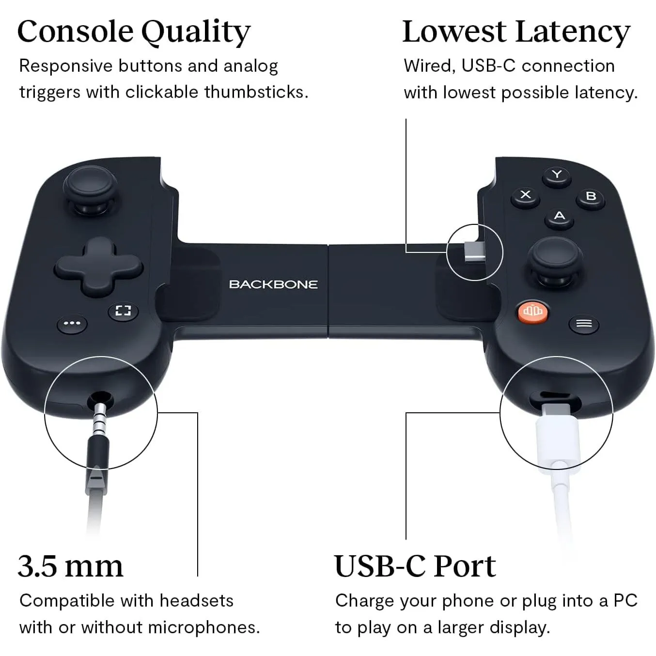 BACKBONE One Mobile Gaming Controller for Android (USB-C) - Xbox Edition - Turn Your Phone into a Gaming Console - Black