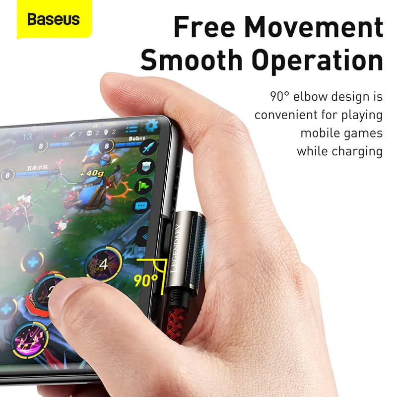 BASEUS PD 66W Elbow USB-C Charging Cable (1M) | Legendary Series QC3.0 Type-C L-Shaped Bend Charger Cable