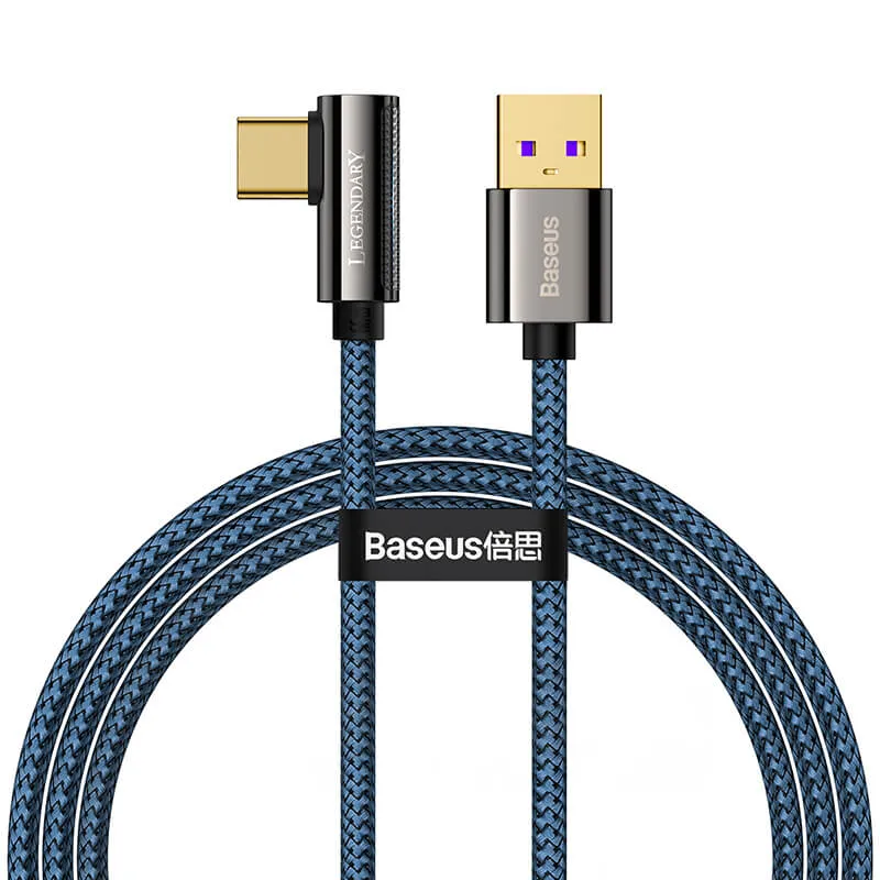 BASEUS PD 66W Elbow USB-C Charging Cable (1M) | Legendary Series QC3.0 Type-C L-Shaped Bend Charger Cable