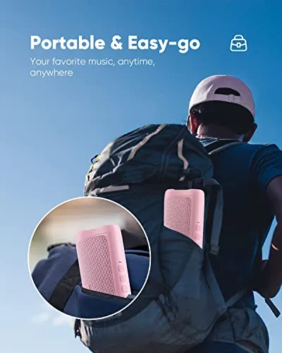 Bluetooth Speaker, IPX5 Waterproof Speaker with HD Sound, Up to 24H Playtime, TWS Pairing, BT5.3, Portable Wireless Speakers for Home/Party/Outdoor/Beach, Electronic Gadgets, Birthday Gift (Pink)