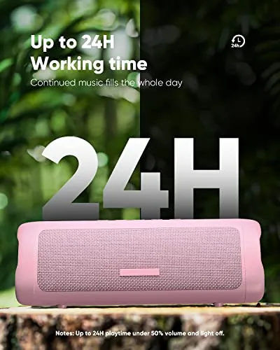 Bluetooth Speaker, IPX5 Waterproof Speaker with HD Sound, Up to 24H Playtime, TWS Pairing, BT5.3, Portable Wireless Speakers for Home/Party/Outdoor/Beach, Electronic Gadgets, Birthday Gift (Pink)