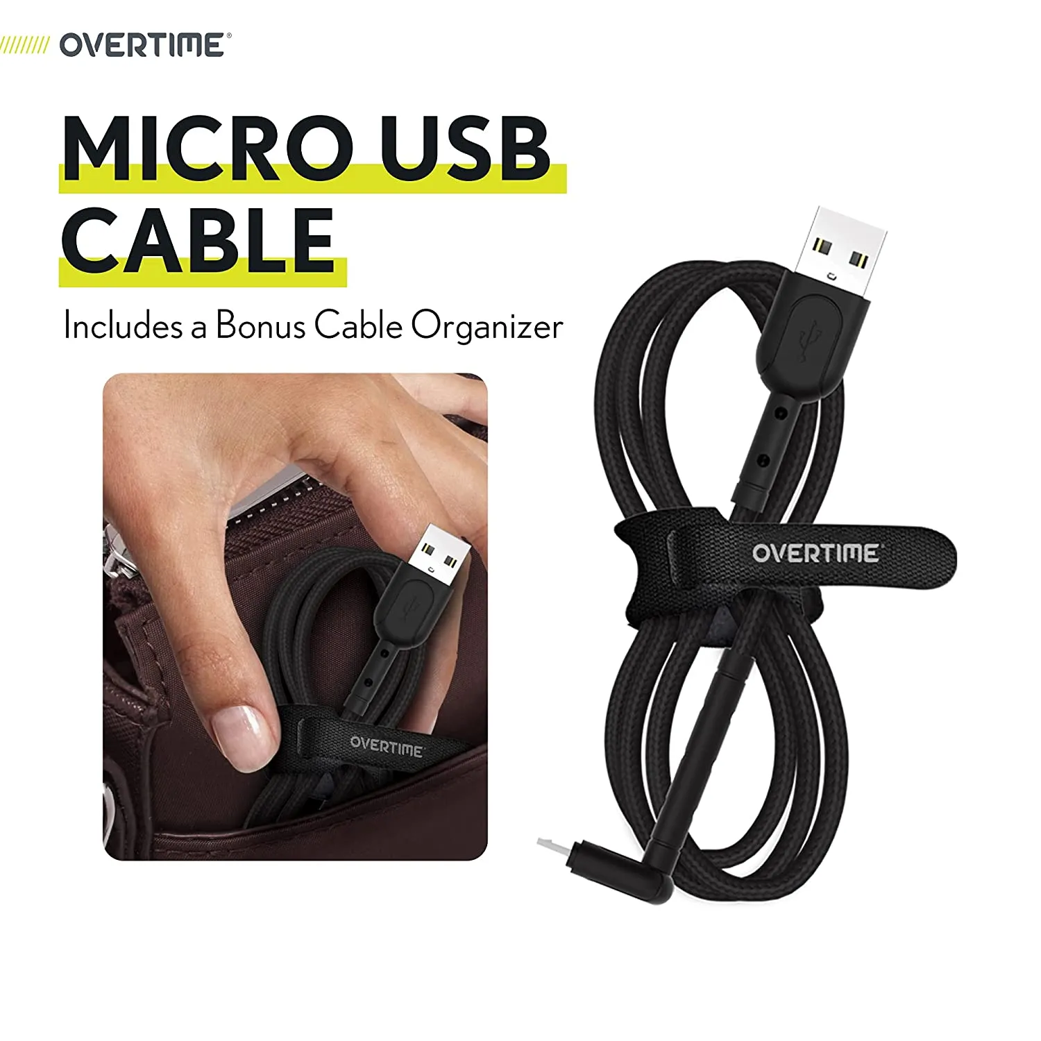 Braided Nylon High Speed Micro USB 90 Degree Charging Cable