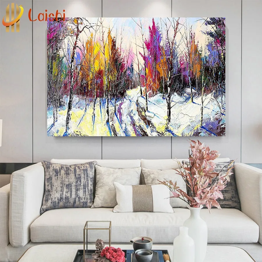 Colorful Forest Diamond Painting - Full Round/Square Diamonds, Autumn Rhinestone Art
