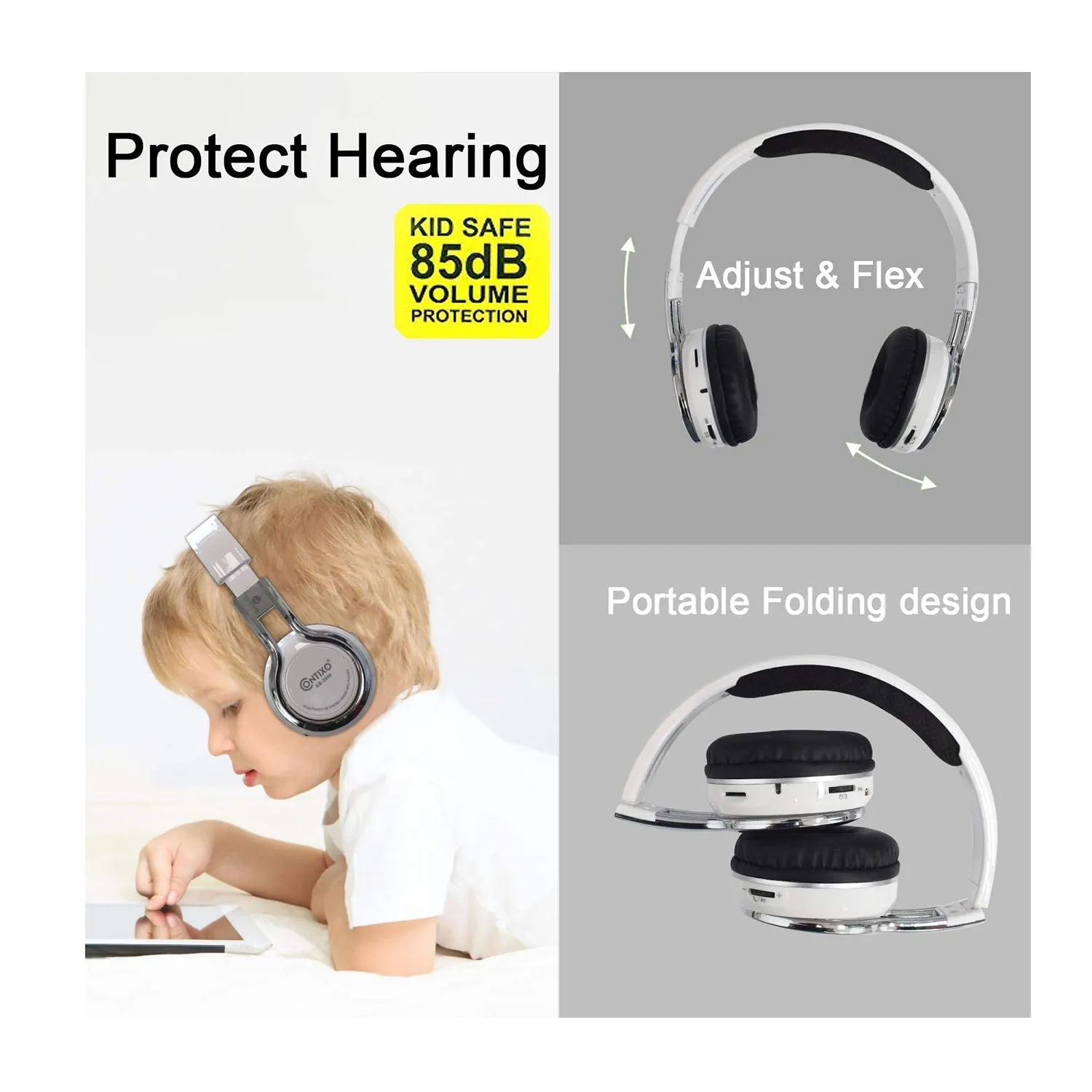 Contixo KB-2600 Kid Foldable Wireless Bluetooth Headphones by Contixo