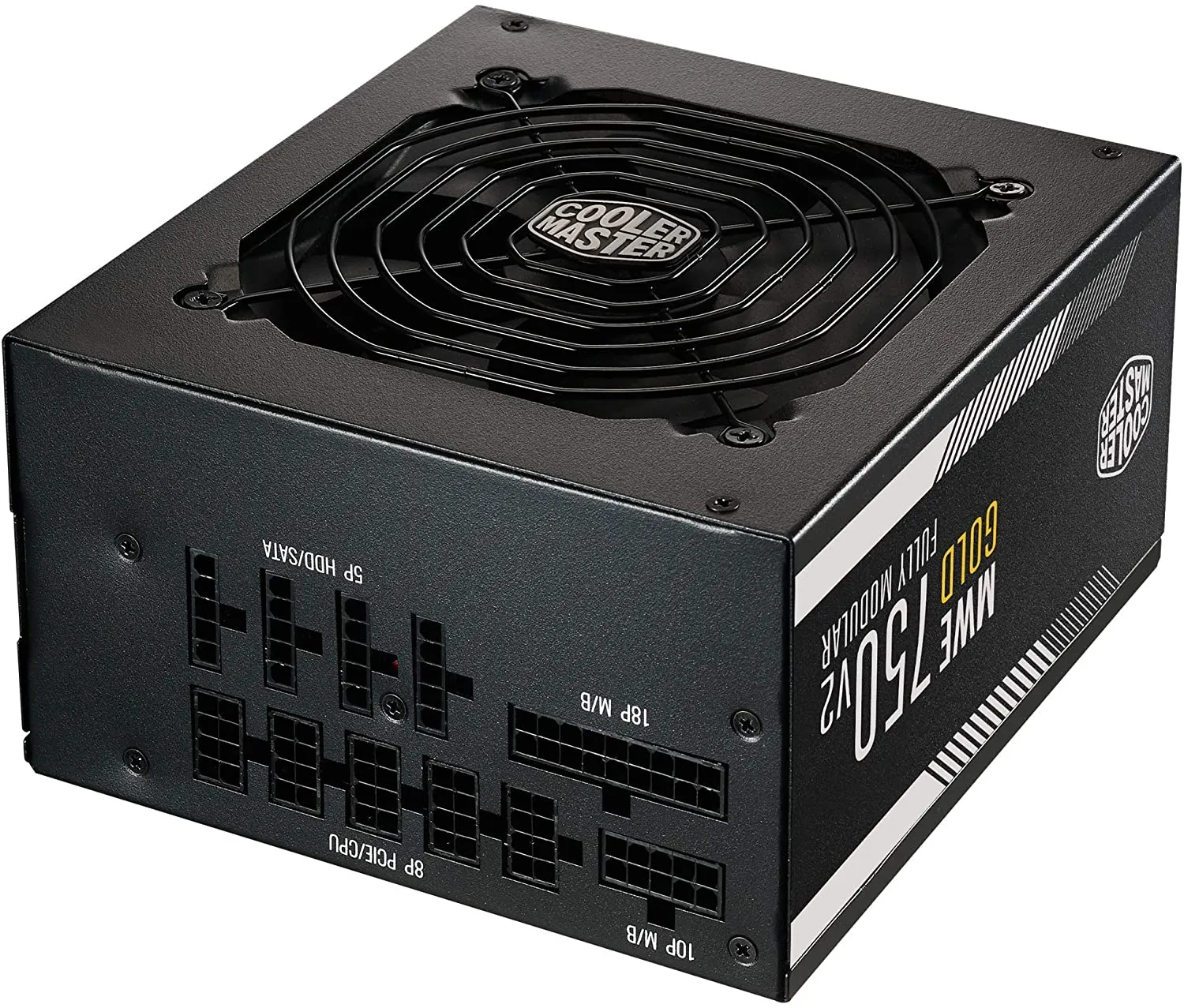 Cooler Master MWE Gold 750 V2 Full Modular, 750W, 80  Gold Efficiency, 2 EPS Connectors, 120mm HDB Fan, Semi-fanless Operation