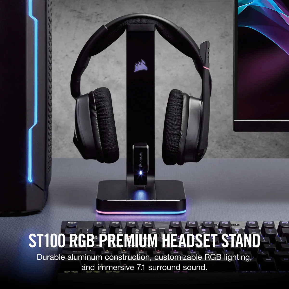 Corsair Gaming ST100 RGB Premium Headset Stand With 7.1 Surround Sound