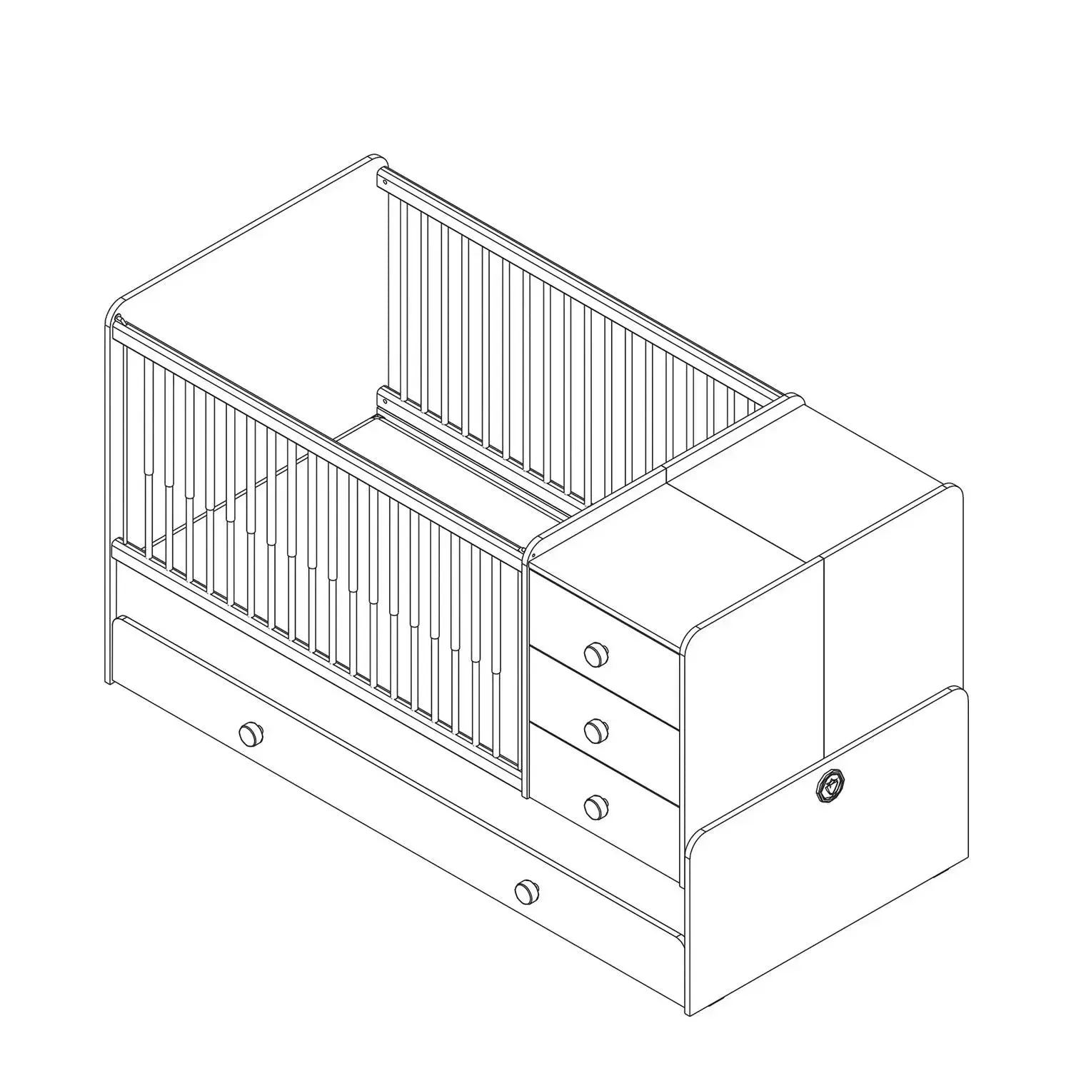 Crib Natura Baby Sl Convertible Baby Bed (w/Trundle Bed - 80x180 Cm)
