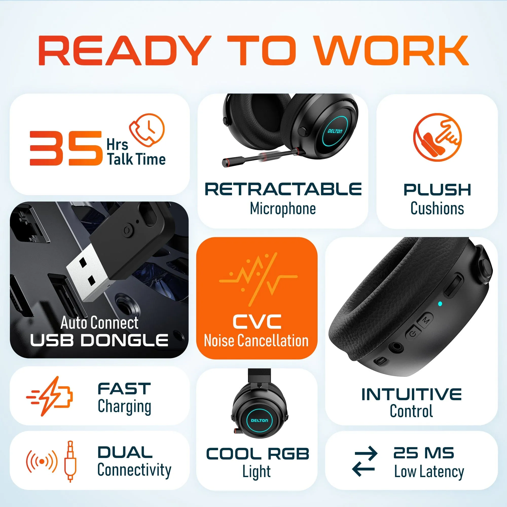 Delton G520 Wireless Bluetooth Headset Gaming and Computer Headphone