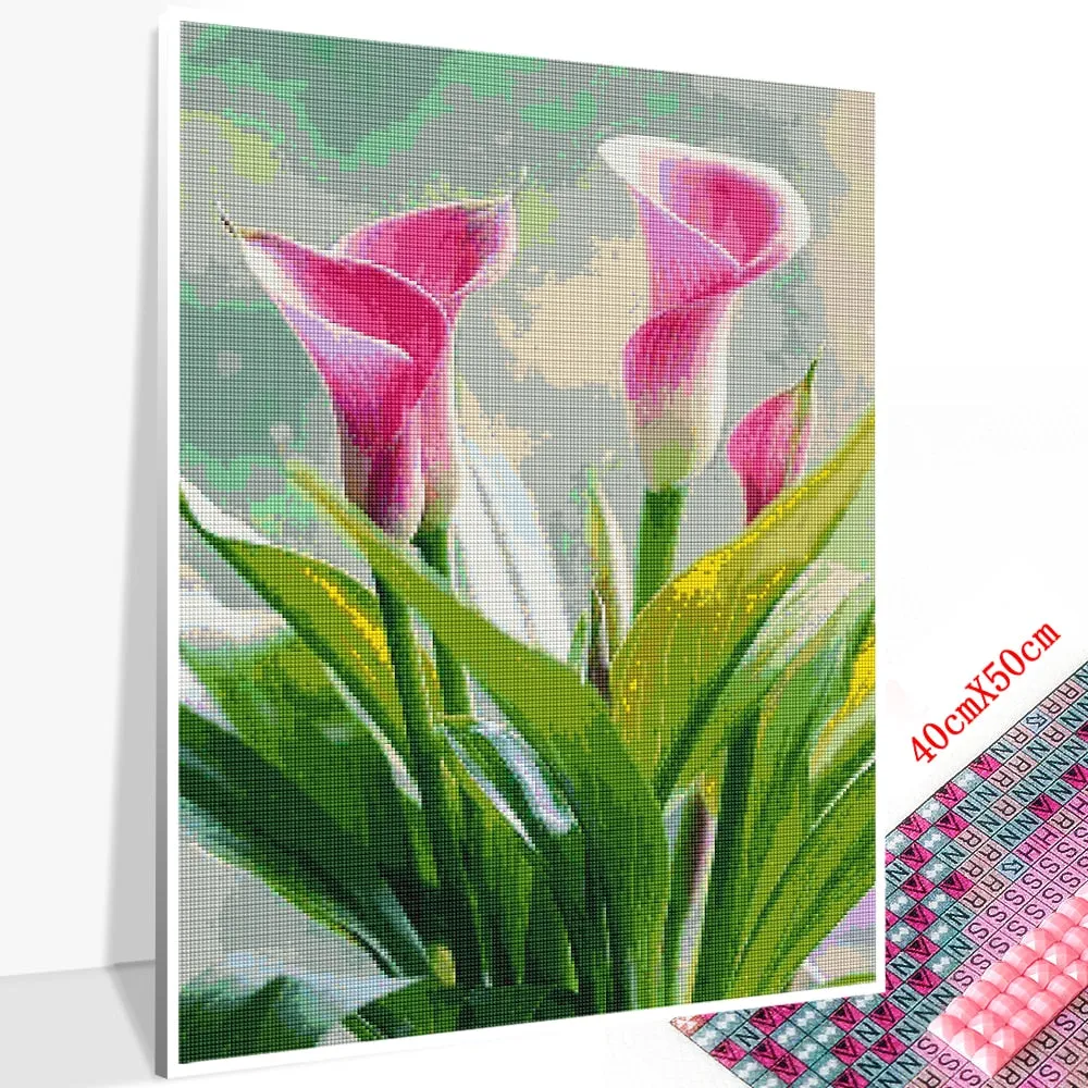 DIY Floral Diamond Painting | Pink Flowers | Full Round/Square Drill 5D Rhinestone Cross Stitch | DIY Diamond Kit