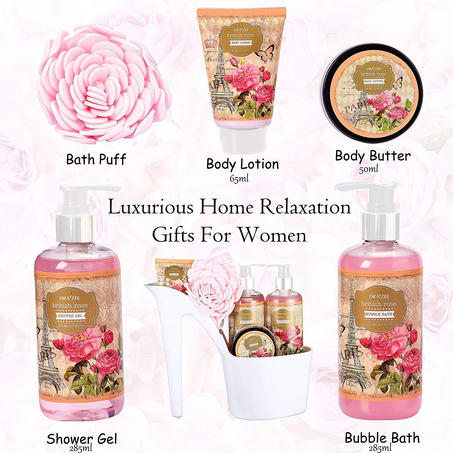 Draizee Spa Home Relaxation Fragrance Bag for Woman Rose Scented Heel Shoe 4 Pieces #1 Gift for Christmas