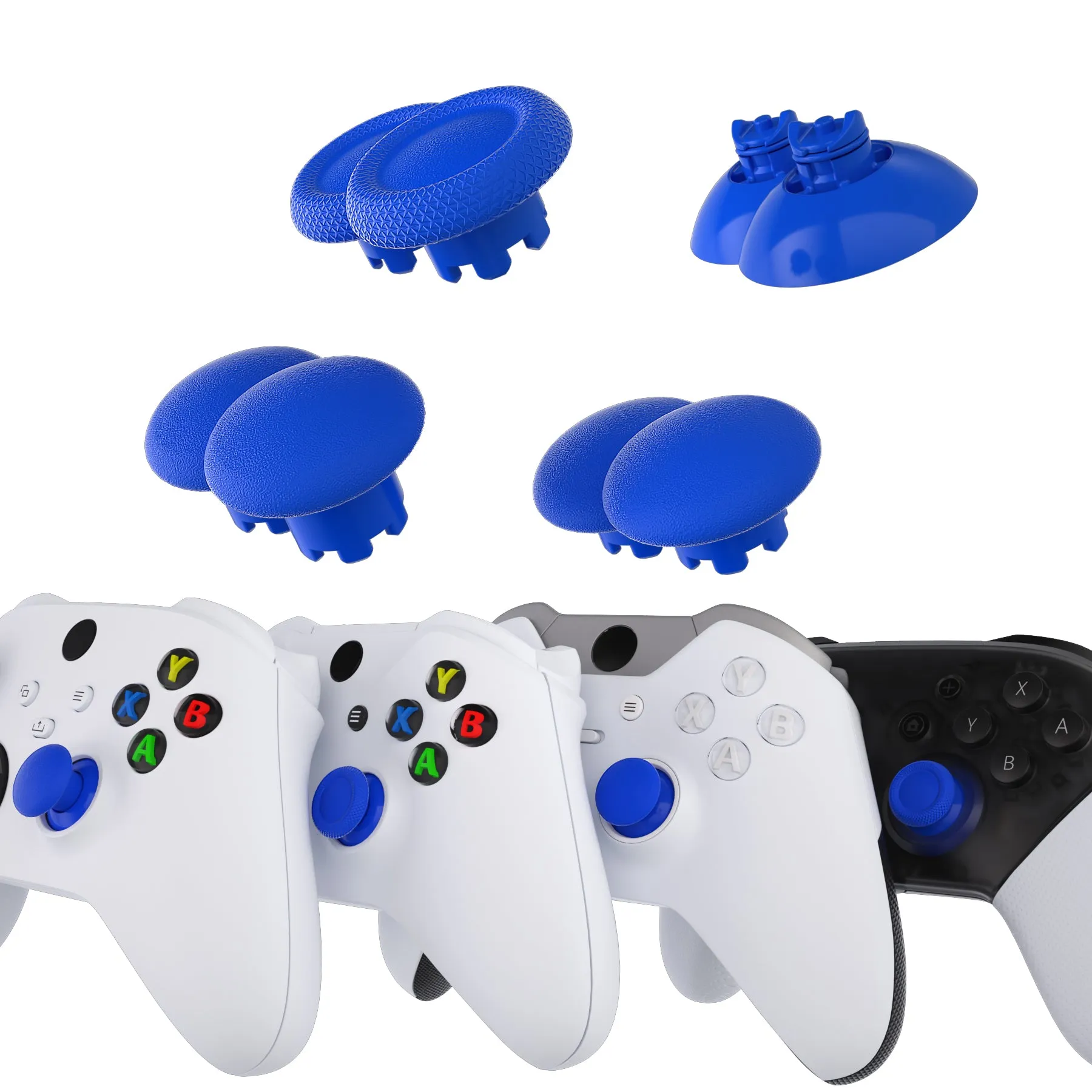 eXtremeRate EDGE Sticks Interchangeable Thumbsticks for Xbox Core Controller, Blue Swappable Analog Stick Joystick for Xbox One S/X, Xbox Elite V1 Controller, for Nintendo Switch Pro Controller - AGLX3M009