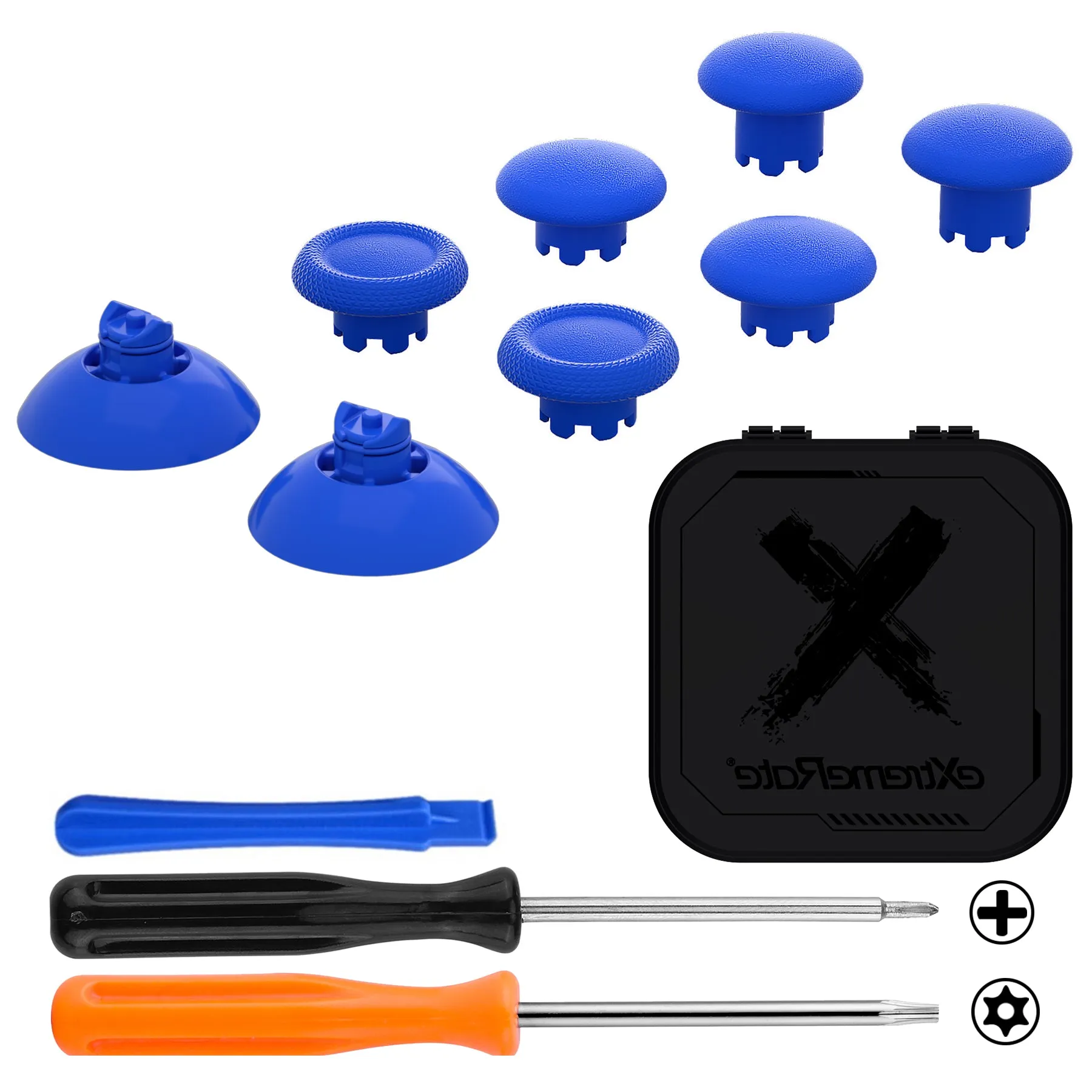 eXtremeRate EDGE Sticks Interchangeable Thumbsticks for Xbox Core Controller, Blue Swappable Analog Stick Joystick for Xbox One S/X, Xbox Elite V1 Controller, for Nintendo Switch Pro Controller - AGLX3M009