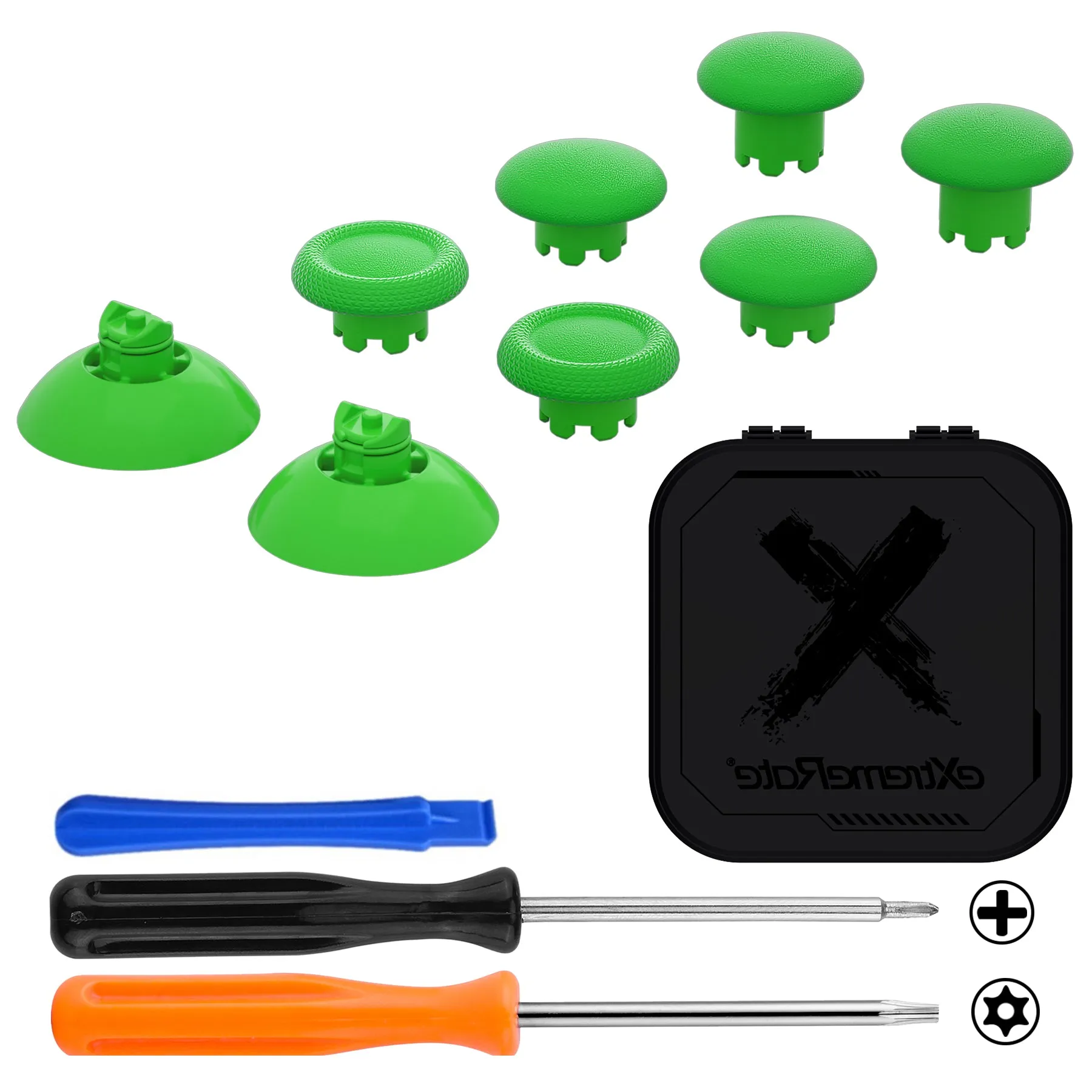 eXtremeRate EDGE Sticks Interchangeable Thumbsticks for Xbox Core Controller, Green Swappable Analog Stick Joystick for Xbox One S/X, Xbox Elite V1 Controller, for Nintendo Switch Pro Controller - AGLX3M010