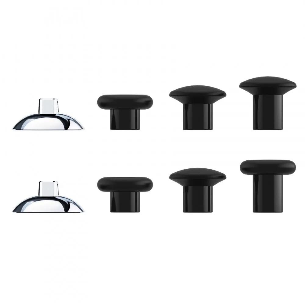 eXtremeRate ThumbsGear Interchangeable Ergonomic Thumbstick for PS4 Slim PS4 Pro Controller with 3 Height Domed and Concave Grips Adjustable Joystick - Chrome Glossy Silver & Black - P4J1109