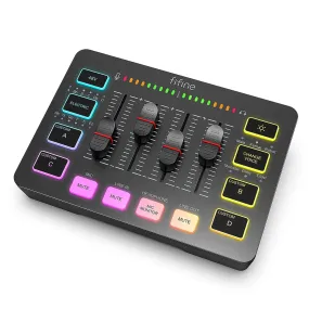 FIFINE 4-Channel RGB Gaming Audio Mixer with XLR Mic Interface