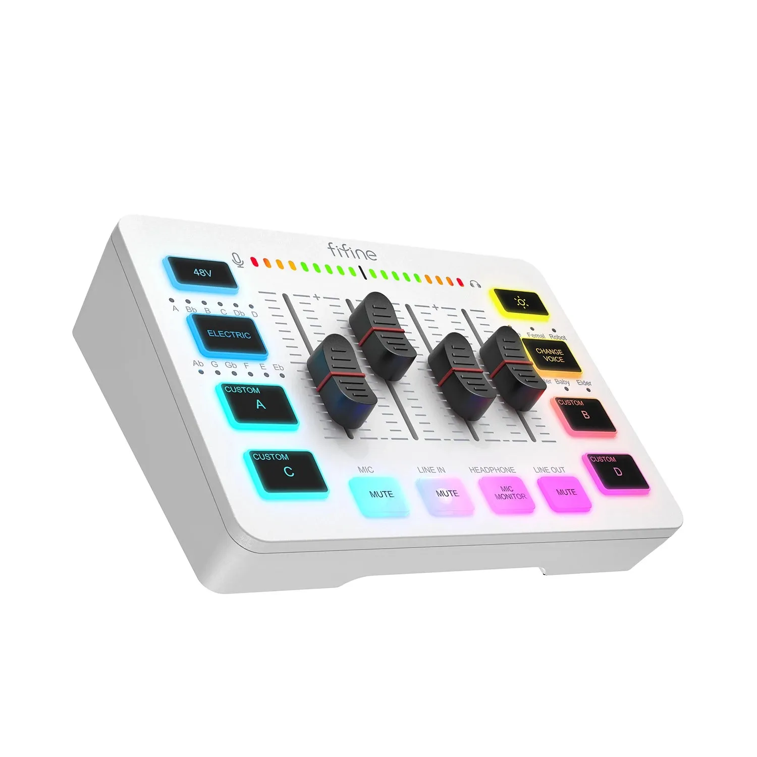 FIFINE 4-Channel RGB Gaming Audio Mixer with XLR Mic Interface