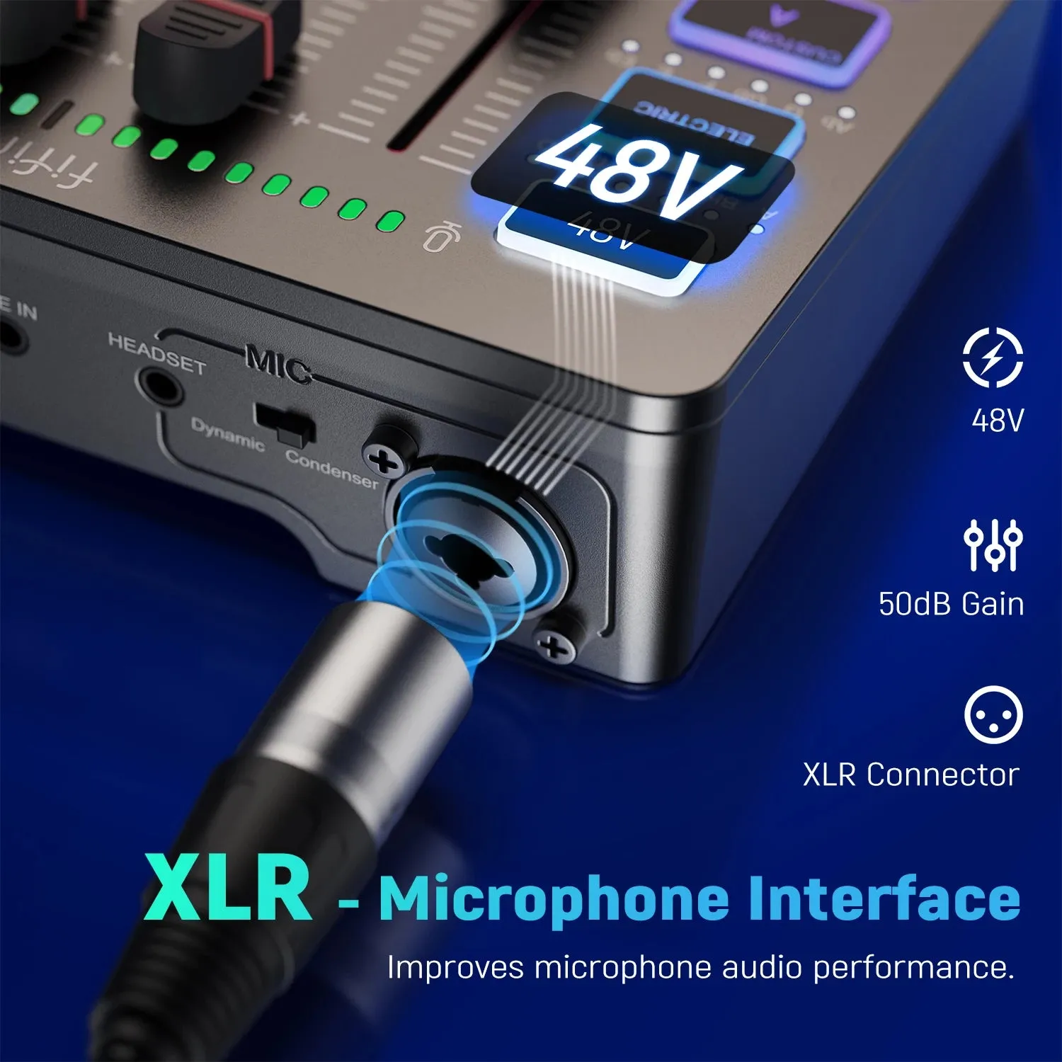 FIFINE 4-Channel RGB Gaming Audio Mixer with XLR Mic Interface
