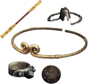 Game Accessories 5 Pack Wukong Character Props Gold Band, Headband, Necklace, Ring Badge