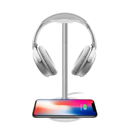 Gaming USB Headset Stand Fast Wireless Charging Headset Holder With LED For All Phones