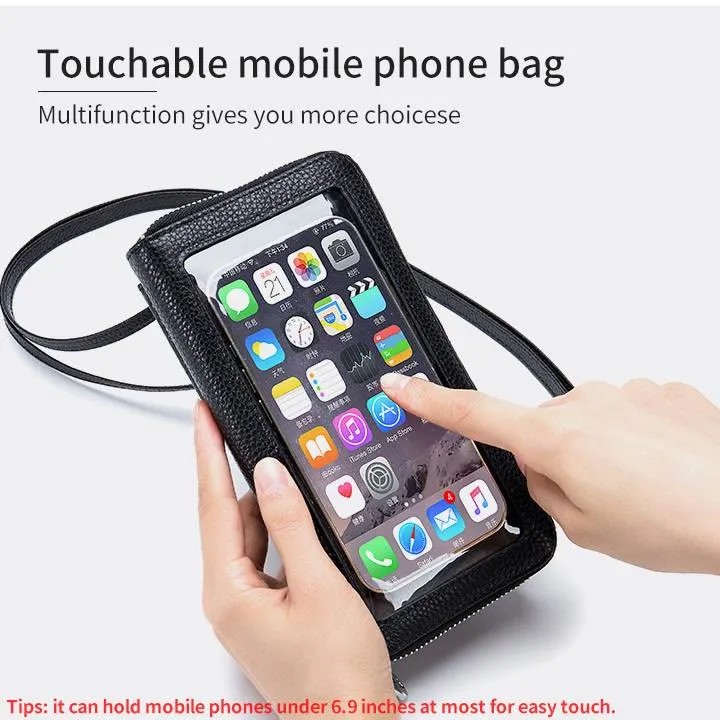 Genuine Leather Touch Screen Phone Bag Wallet Crossbody Purse