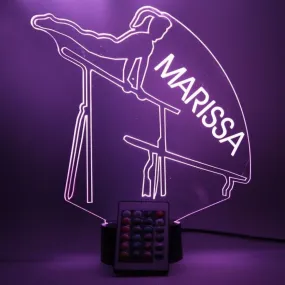 Girl Gymnast Uneven Bars, Sports LED Tabletop Night Light Up Lamp, 16 Color options with Remote