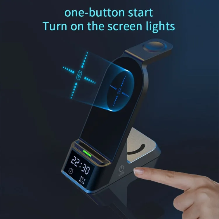 H36 6 in 1 15W Alarm Clock Digital Display Magsafe Magnetic Wireless Charger for Mobile Phones / AirPods / iWatch