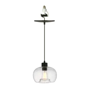 Hand-Blown Seeded Clear Glass Matte Black Instant Pendant Recessed Can Conversion Kit